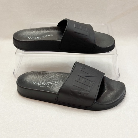 VALENTINO BY MARIO VALENTINO Leather Logo Slide Sandals Size 37 - Picture 4 of 10